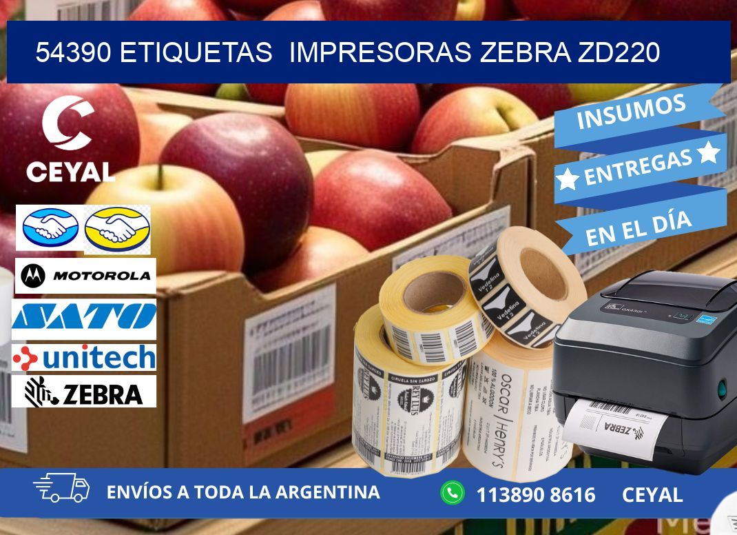 54390 etiquetas  impresoras zebra zd220