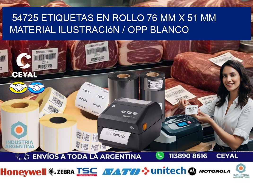 54725 Etiquetas en rollo 76 mm x 51 mm material Ilustración / OPP Blanco