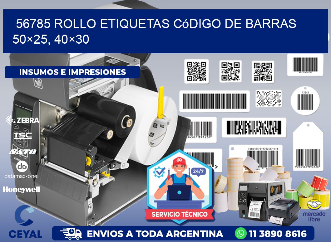 56785 rollo etiquetas código de barras 50×25, 40×30