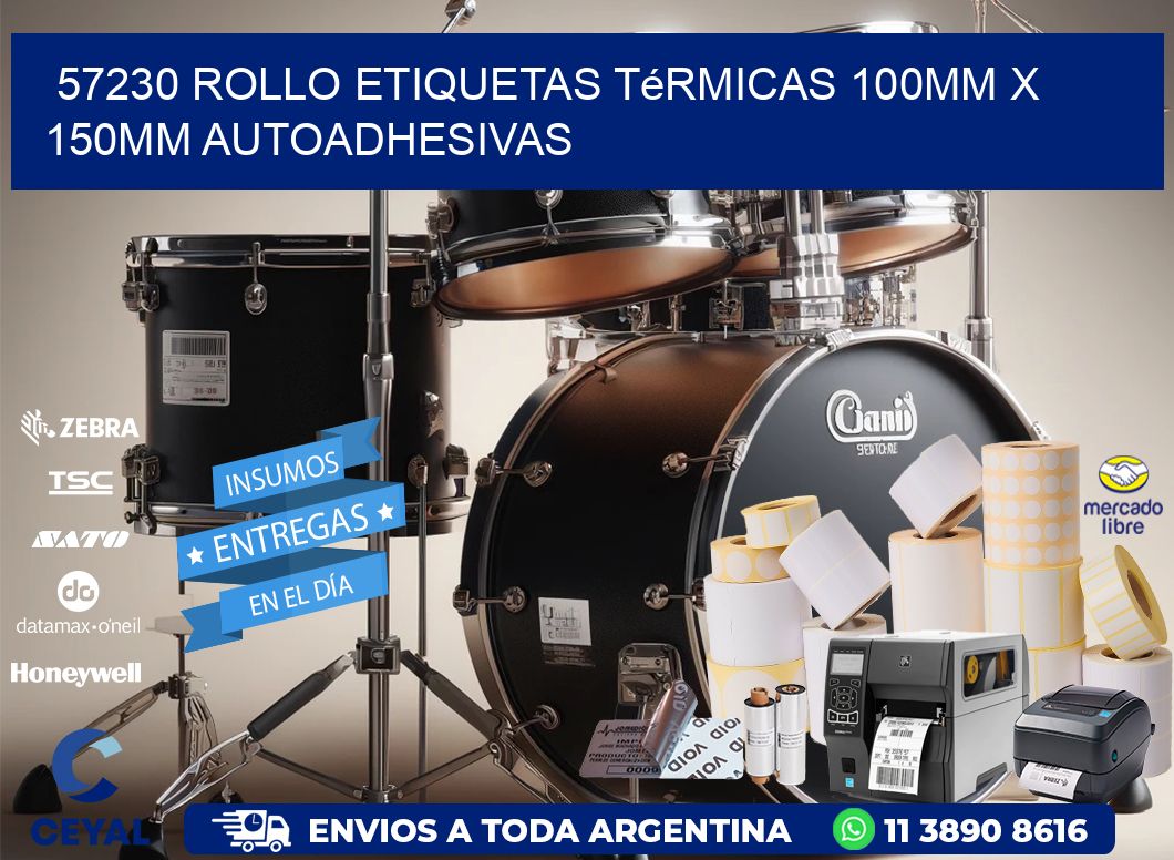 57230 Rollo Etiquetas Térmicas 100mm X 150mm Autoadhesivas