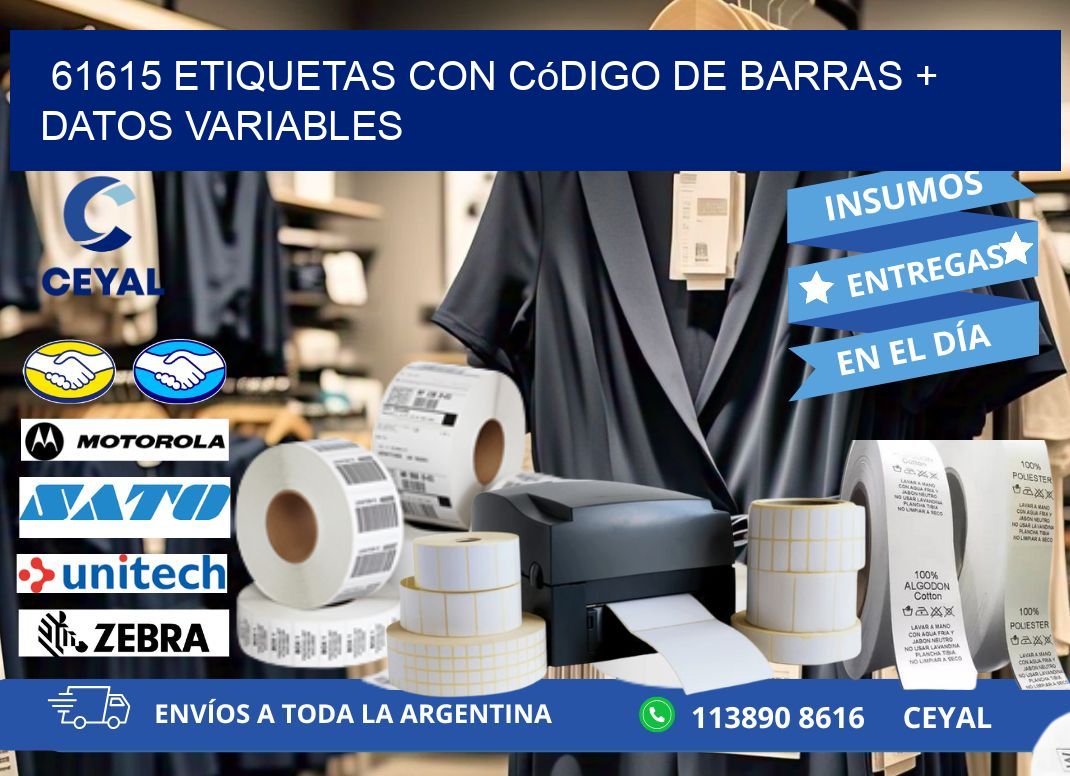 61615 etiquetas con código de barras + datos variables