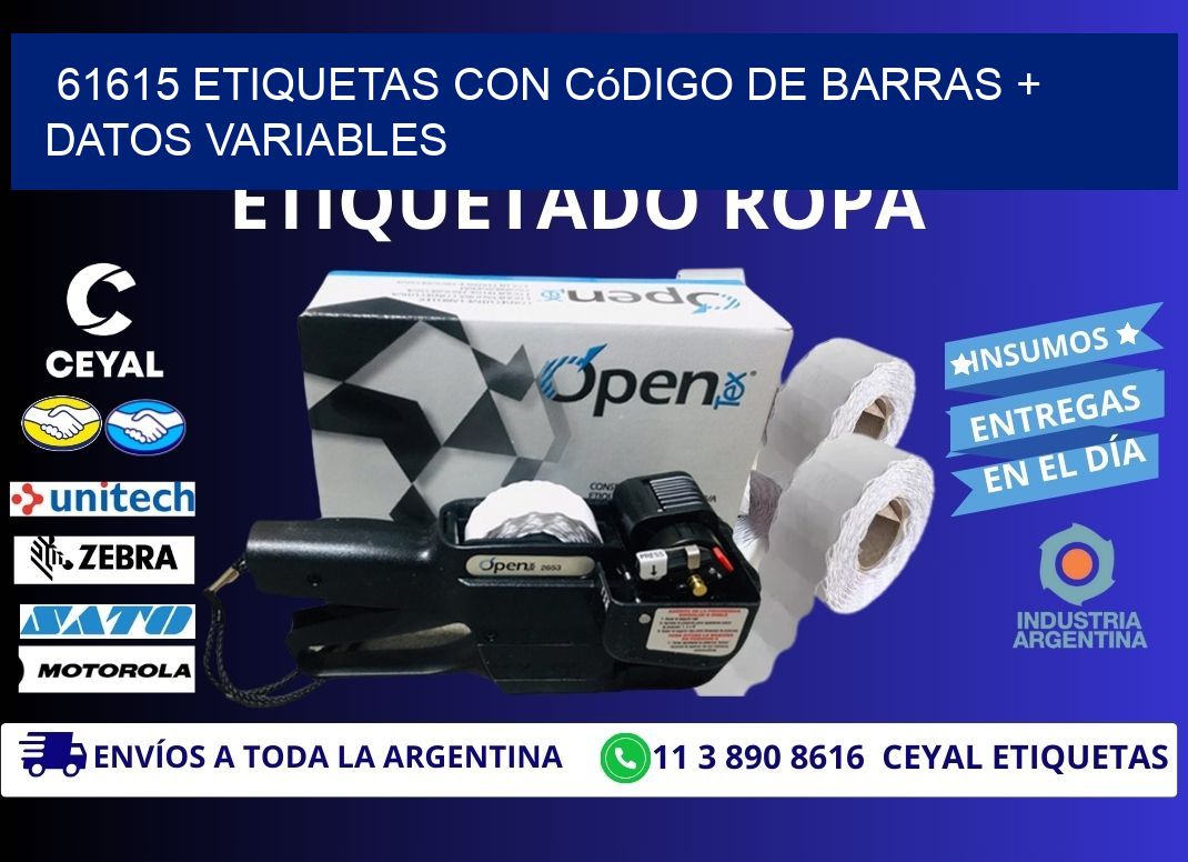 61615 etiquetas con código de barras + datos variables