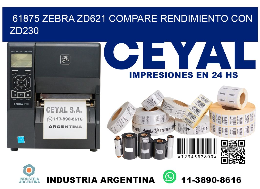 61875 Zebra ZD621 compare rendimiento con ZD230
