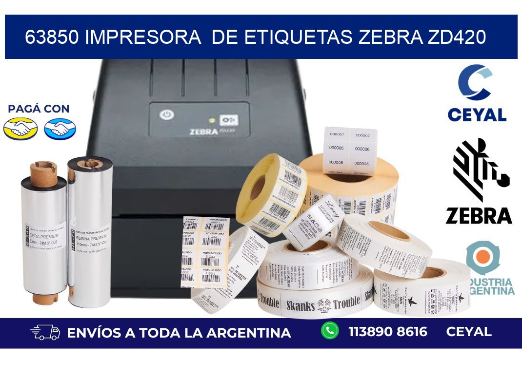 63850 impresora de etiquetas Zebra ZD420