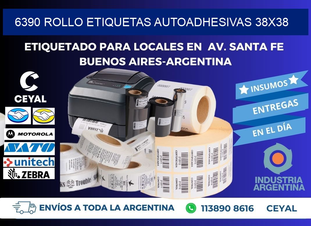 6390 Rollo Etiquetas autoadhesivas 38x38