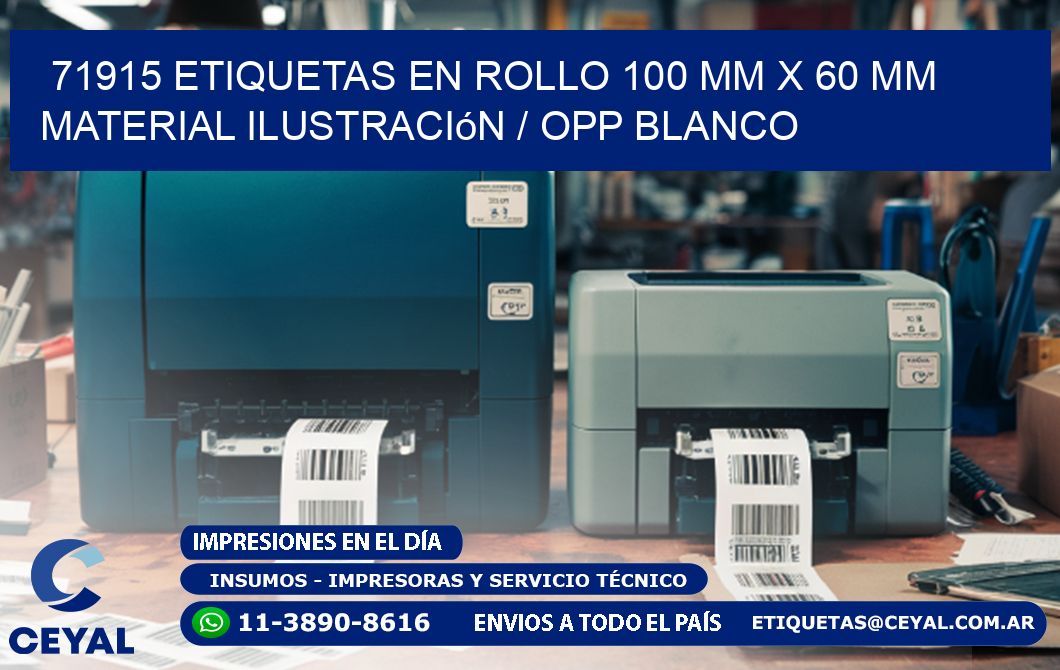 71915 Etiquetas en rollo 100 mm x 60 mm material Ilustración / OPP Blanco