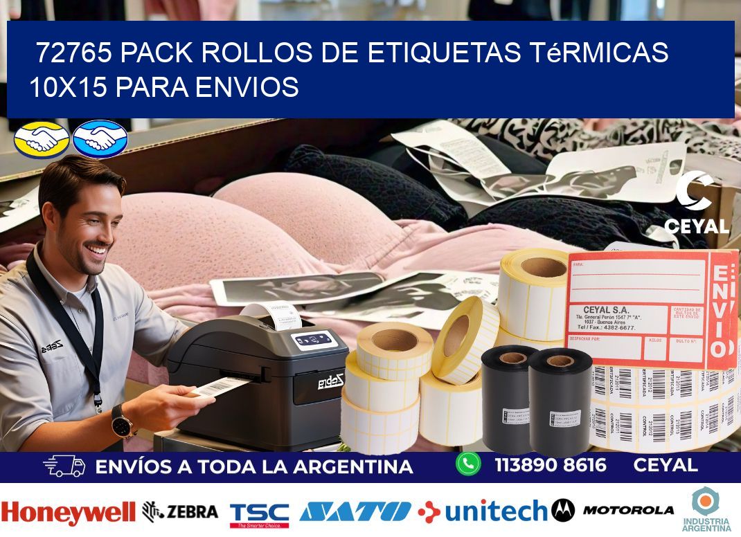 72765 pack rollos de etiquetas térmicas 10x15 para Envios