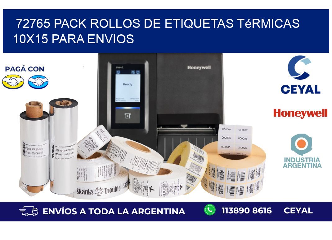 72765 pack rollos de etiquetas térmicas 10x15 para Envios