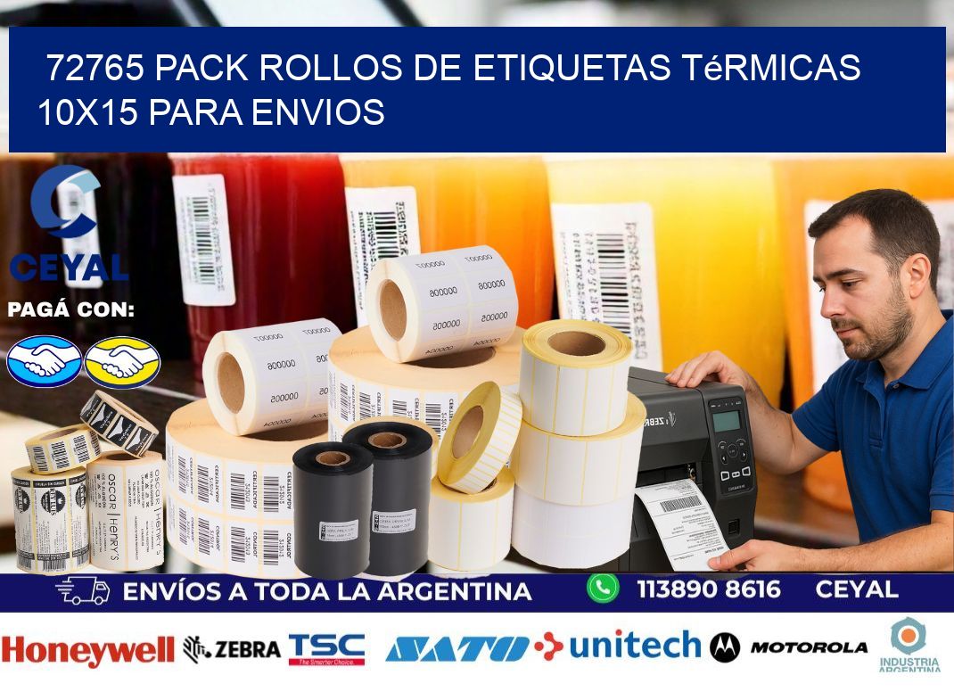 72765 pack rollos de etiquetas térmicas 10×15 para Envios