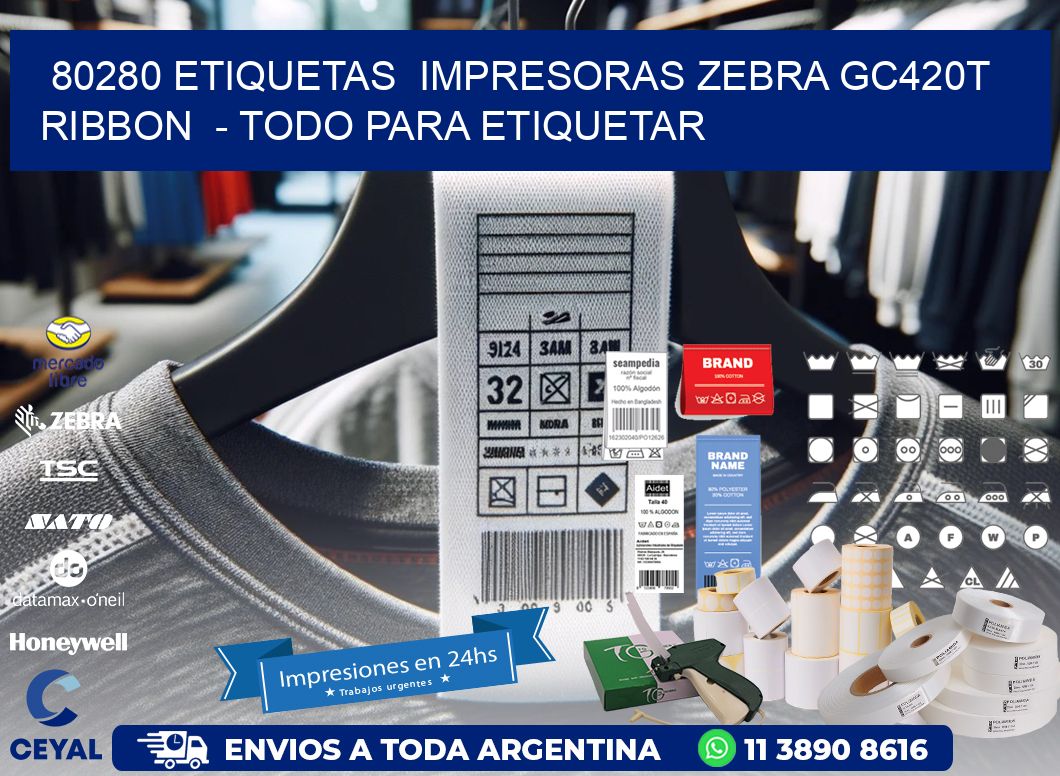 80280 etiquetas  impresoras zebra gc420t ribbon  - Todo para Etiquetar