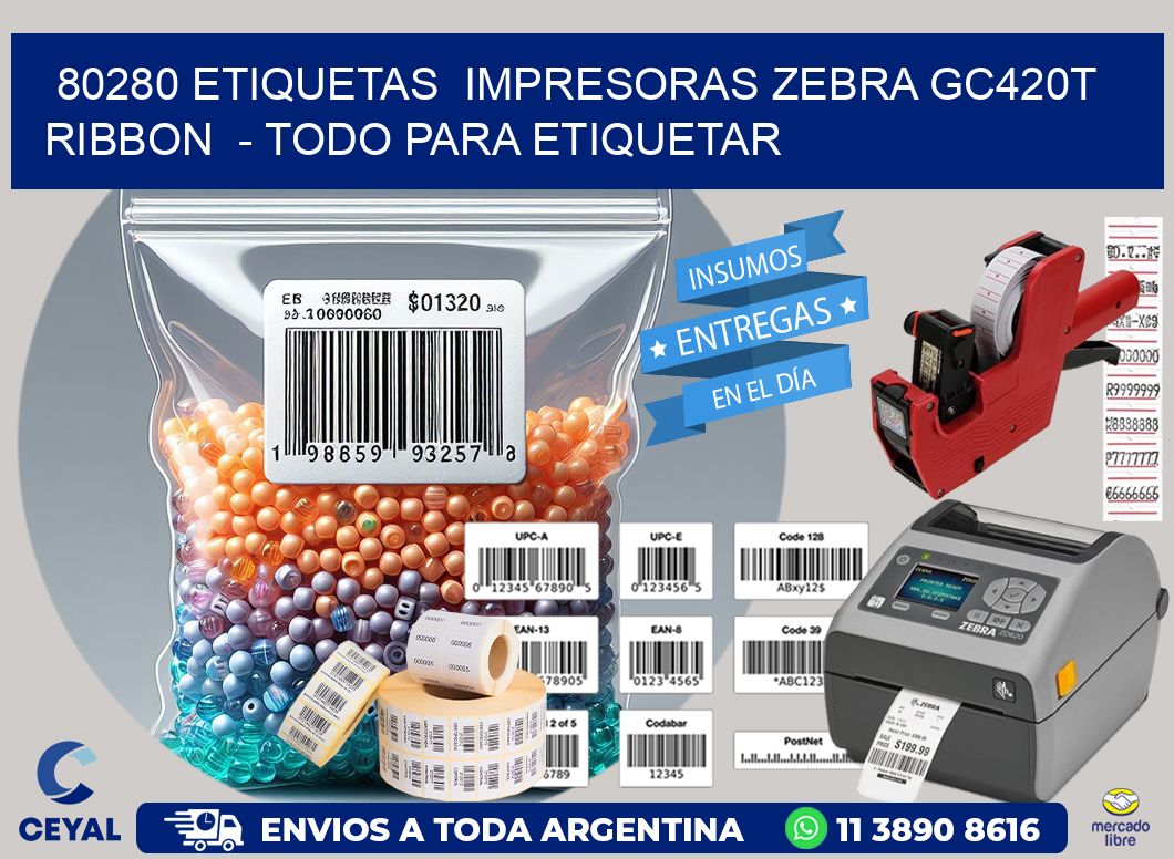 80280 etiquetas  impresoras zebra gc420t ribbon  - Todo para Etiquetar