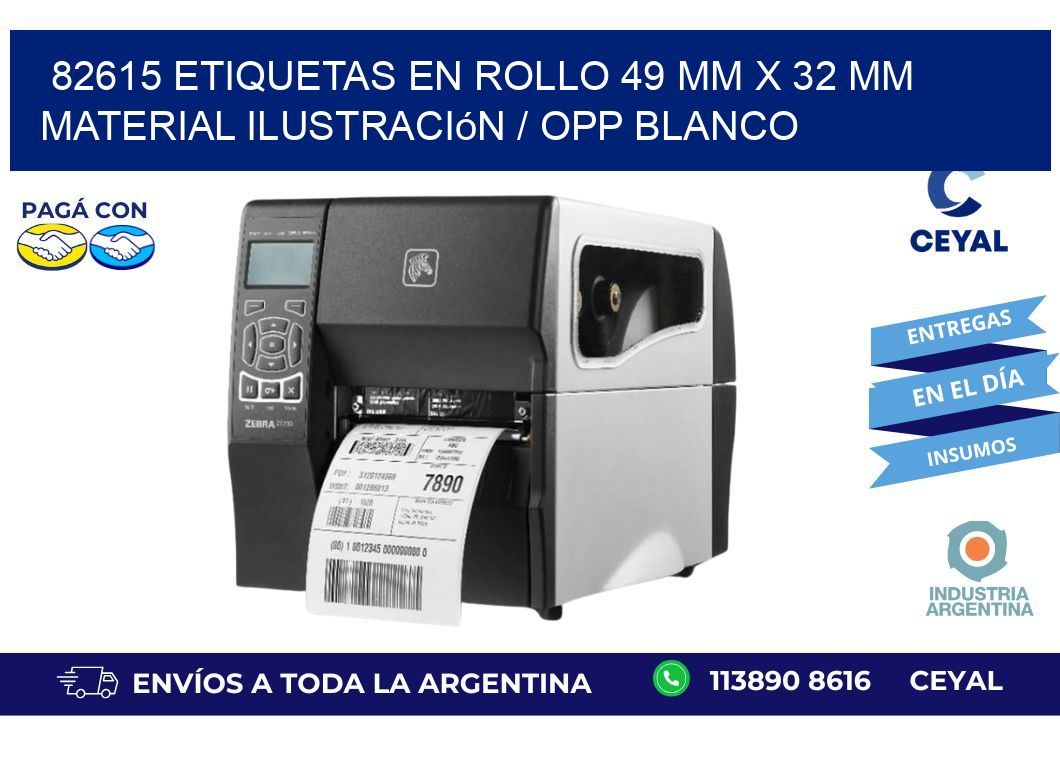 82615 Etiquetas en rollo 49 mm x 32 mm material Ilustración / OPP Blanco