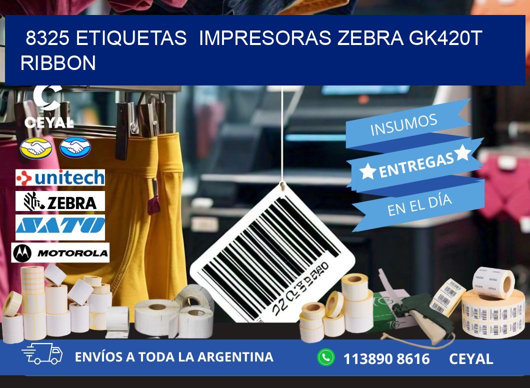 8325 Etiquetas  impresoras zebra gk420t ribbon