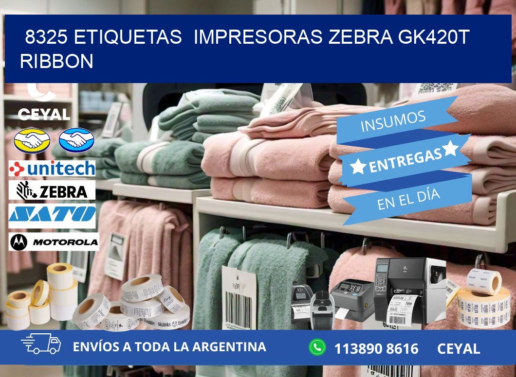 8325 Etiquetas  impresoras zebra gk420t ribbon