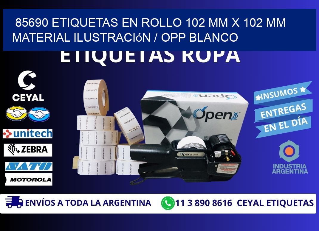 85690 Etiquetas en rollo 102 mm x 102 mm material Ilustración / OPP Blanco