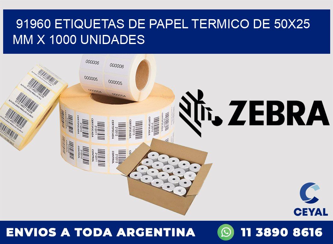 91960 Etiquetas De Papel Termico De 50x25 Mm X 1000 Unidades