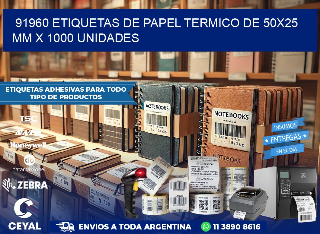 91960 Etiquetas De Papel Termico De 50×25 Mm X 1000 Unidades