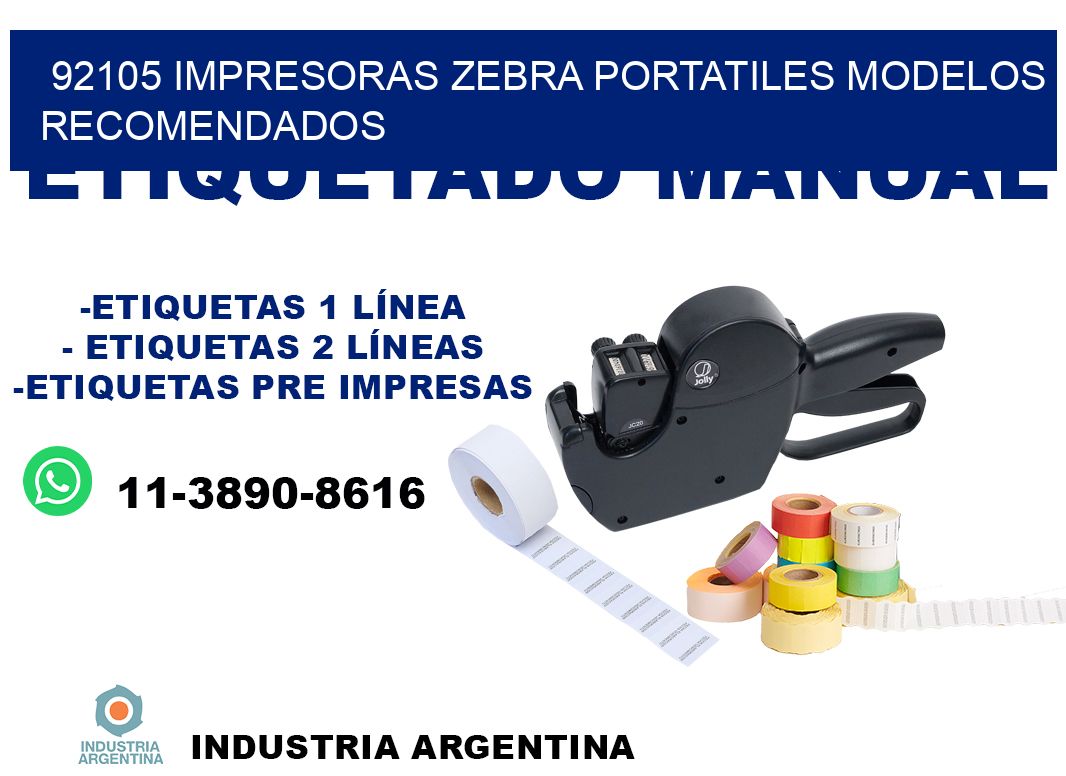 92105 impresoras zebra portatiles modelos recomendados