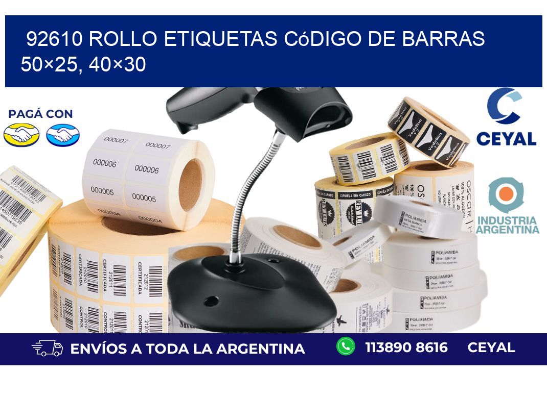 92610 rollo etiquetas código de barras 50×25, 40×30