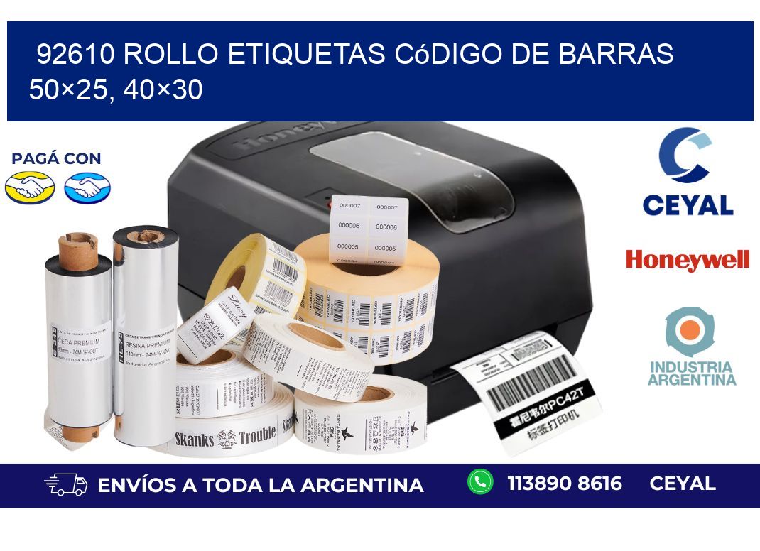 92610 rollo etiquetas código de barras 50×25, 40×30