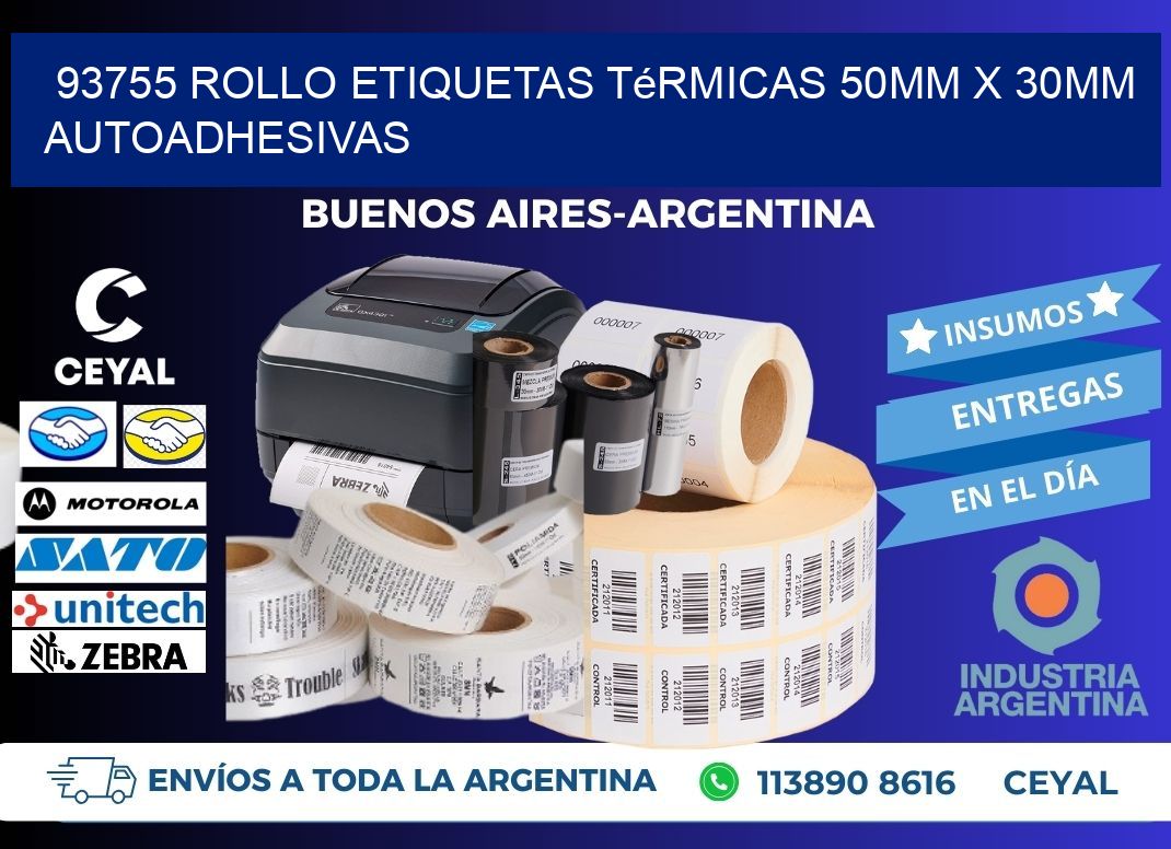 93755 Rollo Etiquetas Térmicas 50mm X 30mm Autoadhesivas