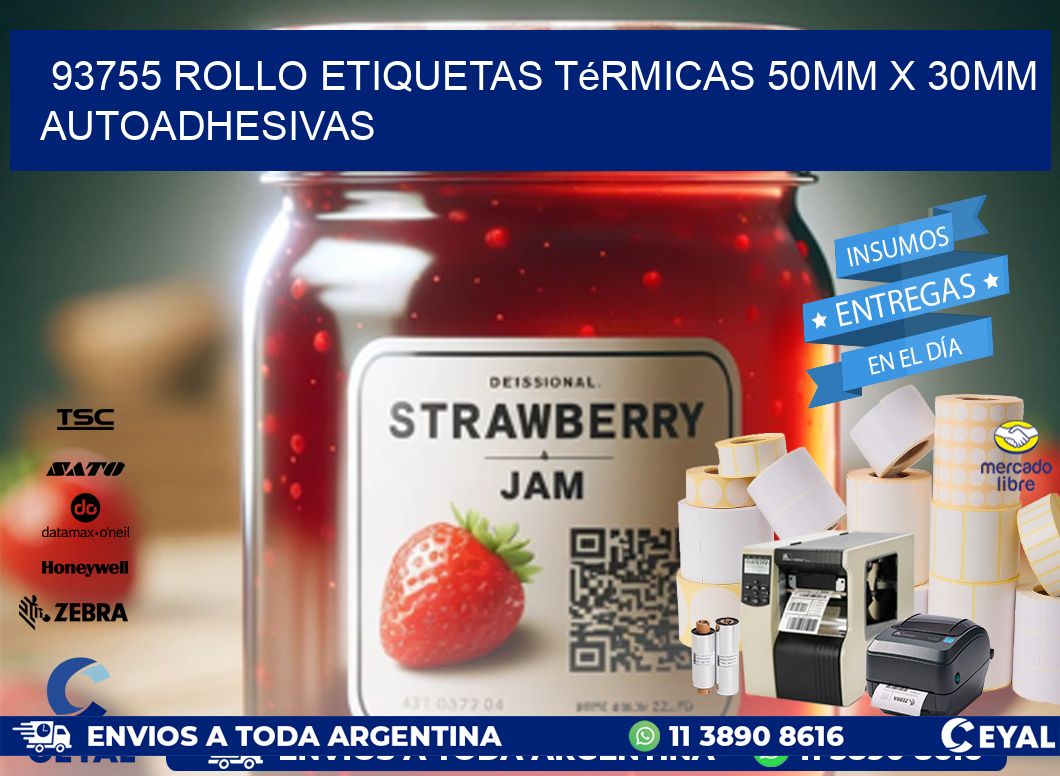 93755 Rollo Etiquetas Térmicas 50mm X 30mm Autoadhesivas