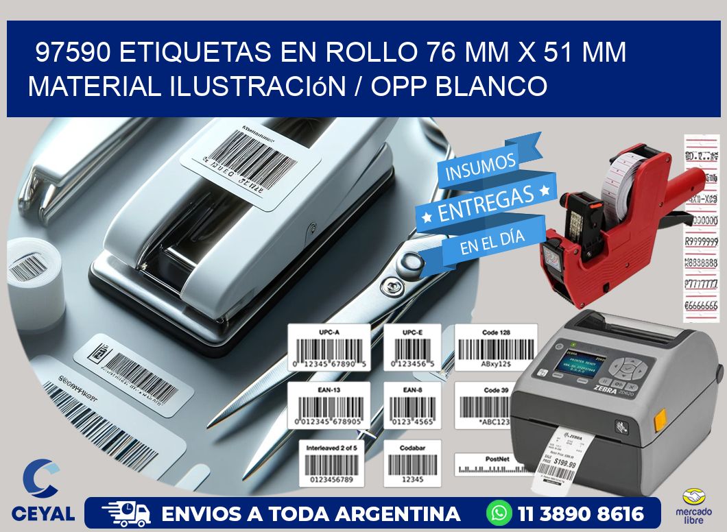 97590 Etiquetas en rollo 76 mm x 51 mm material Ilustración / OPP Blanco
