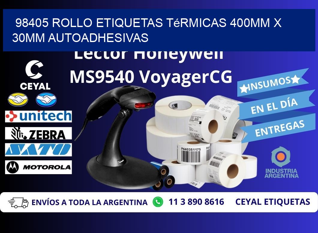 98405 Rollo Etiquetas Térmicas 400mm X 30mm Autoadhesivas