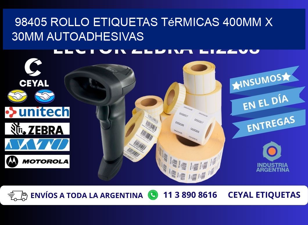 98405 Rollo Etiquetas Térmicas 400mm X 30mm Autoadhesivas