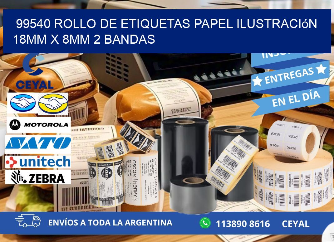 99540 Rollo de Etiquetas Papel Ilustración 18mm x 8mm 2 Bandas