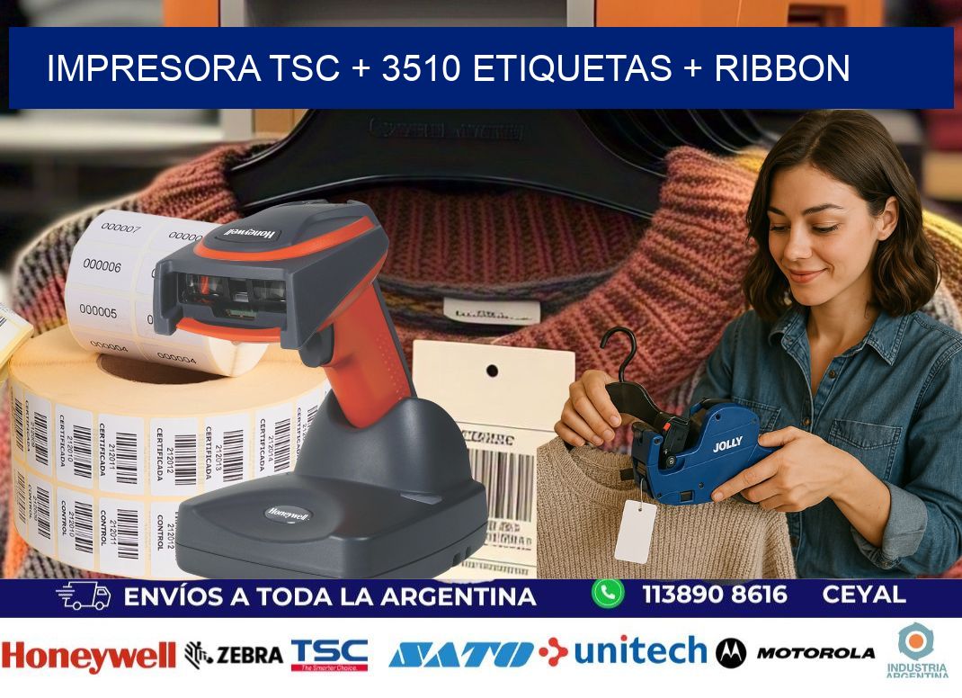 impresora TSC + 3510 etiquetas + ribbon
