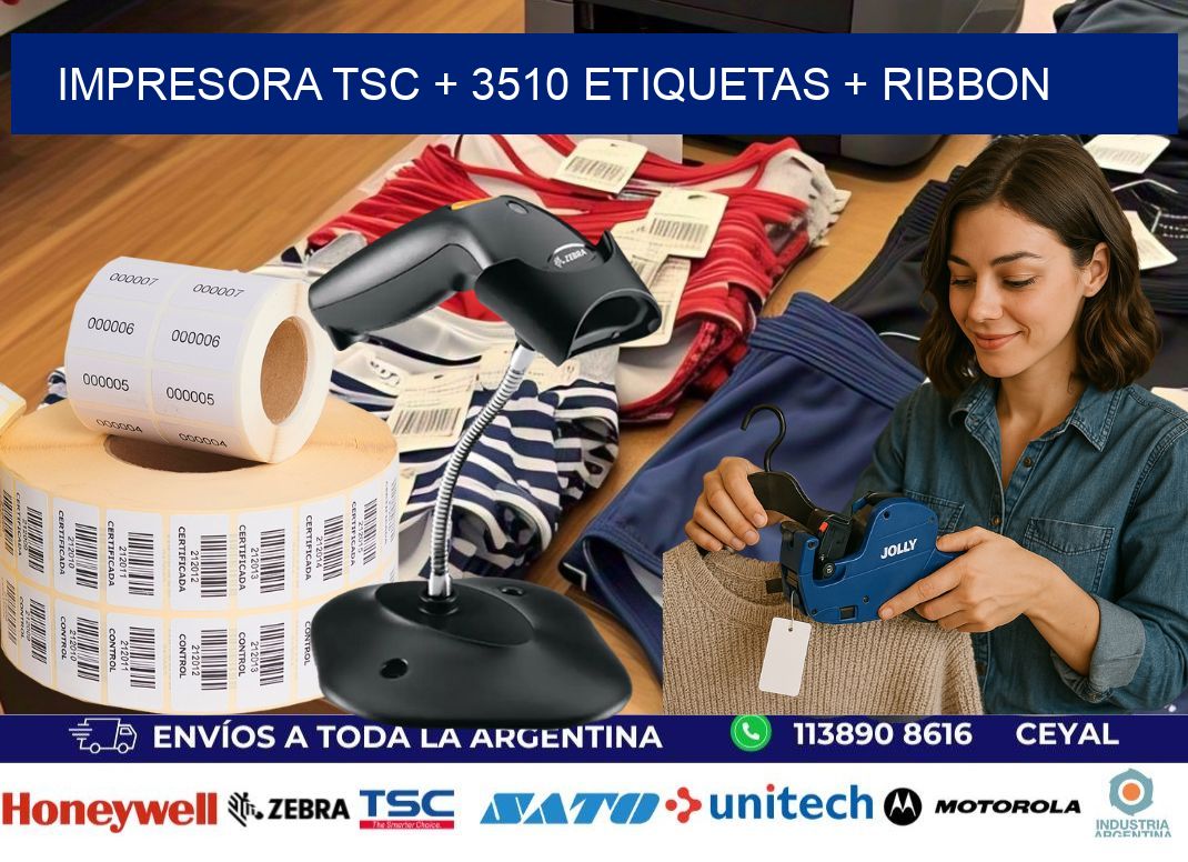 impresora TSC + 3510 etiquetas + ribbon