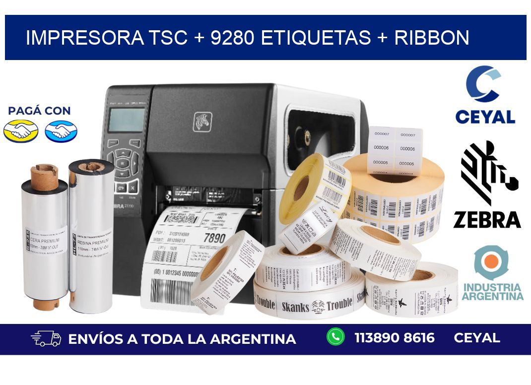 impresora TSC + 9280 etiquetas + ribbon