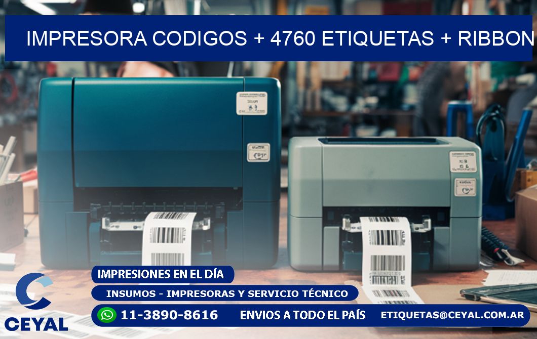 impresora codigos + 4760 etiquetas + ribbon