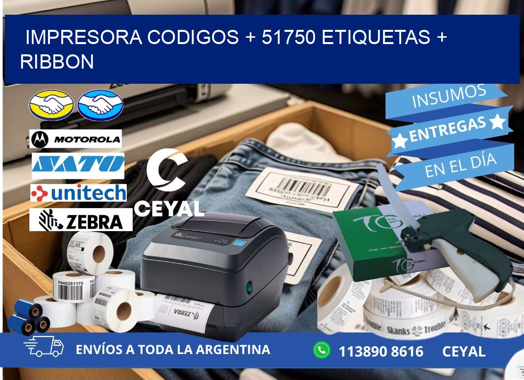 impresora codigos + 51750 etiquetas + ribbon