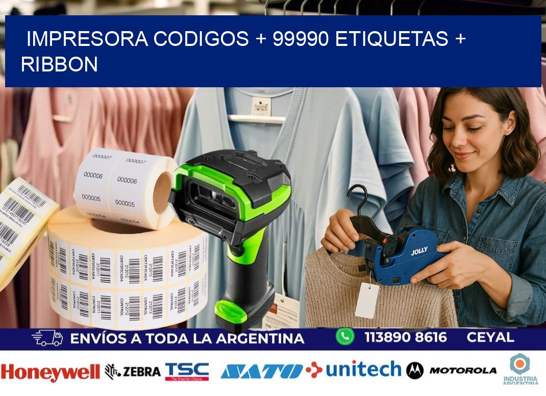 impresora codigos + 99990 etiquetas + ribbon