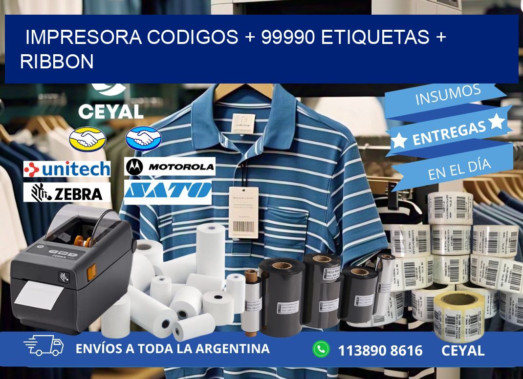 impresora codigos + 99990 etiquetas + ribbon