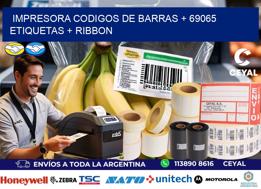 impresora codigos de barras + 69065 etiquetas + ribbon