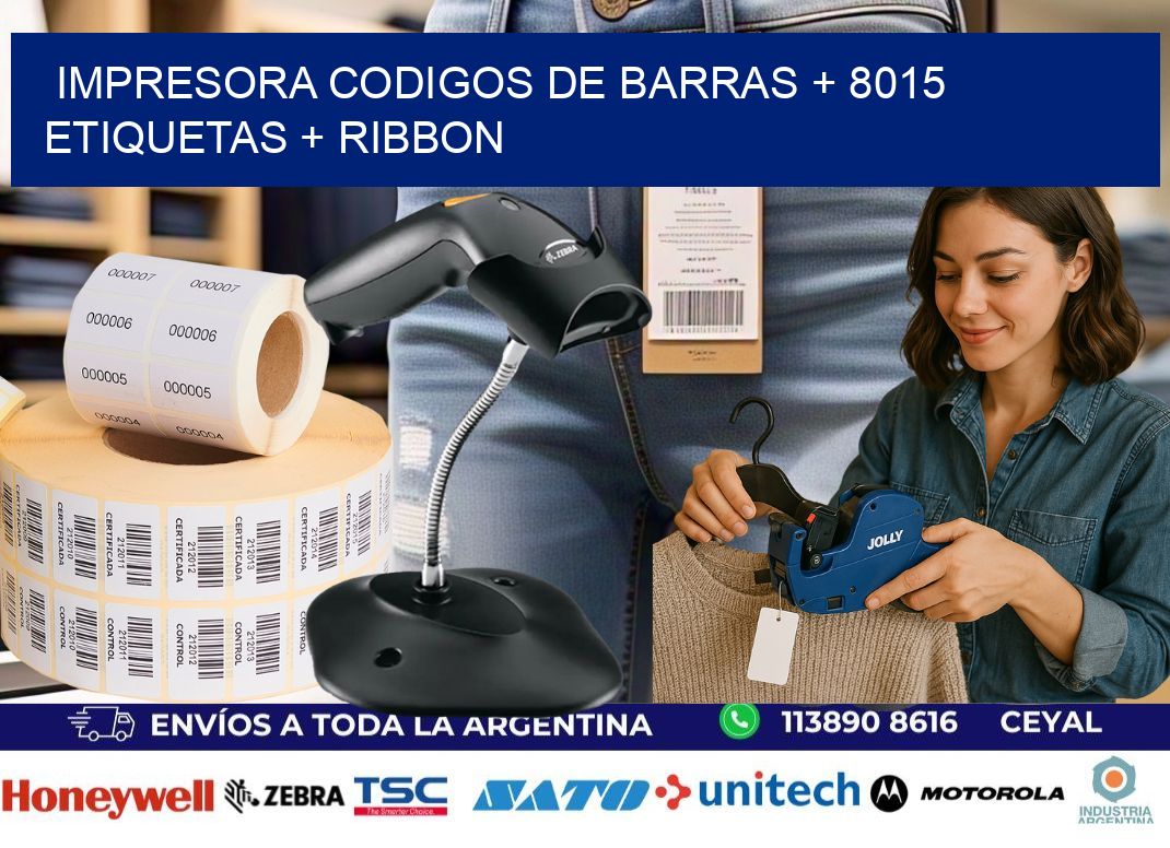 impresora codigos de barras + 8015 etiquetas + ribbon
