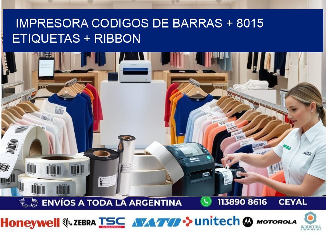 impresora codigos de barras + 8015 etiquetas + ribbon