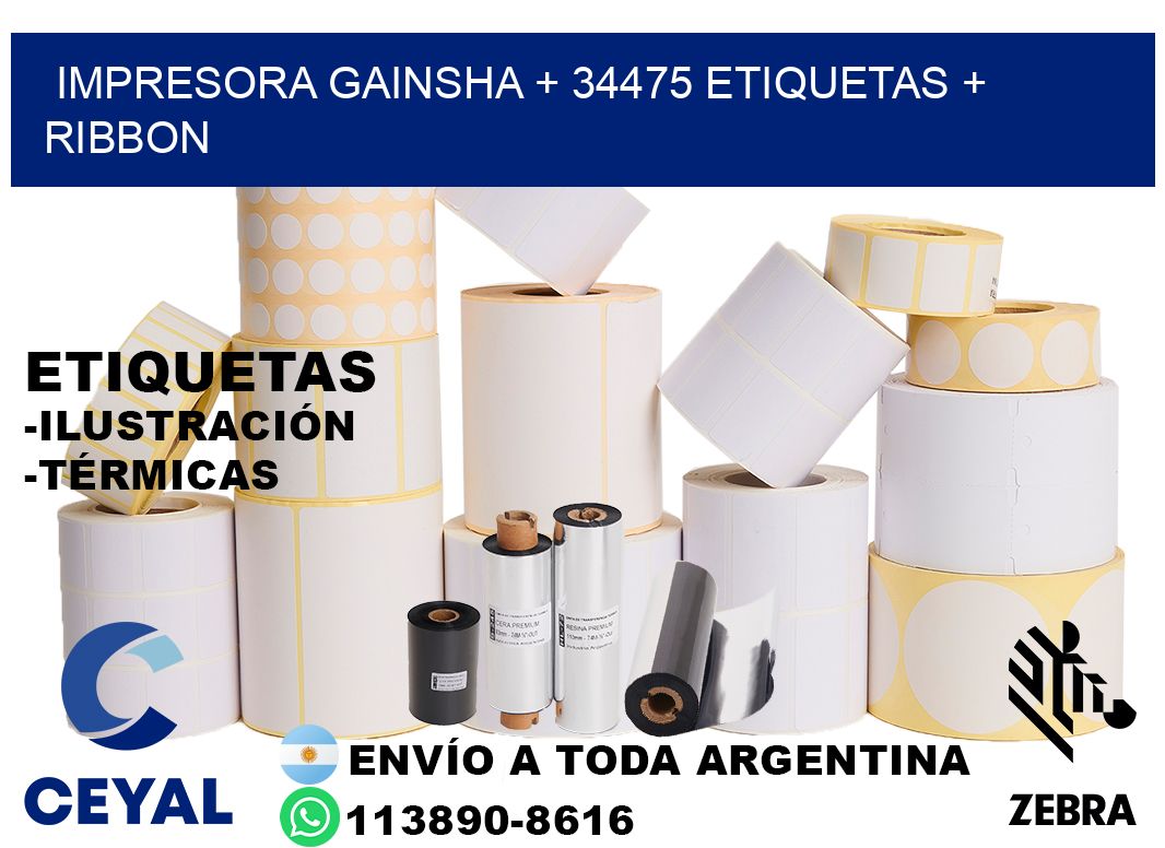 impresora gainsha + 34475 etiquetas + ribbon