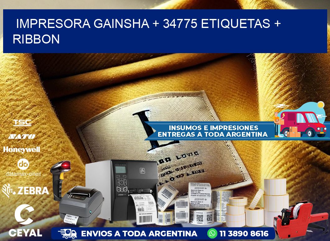 impresora gainsha + 34775 etiquetas + ribbon
