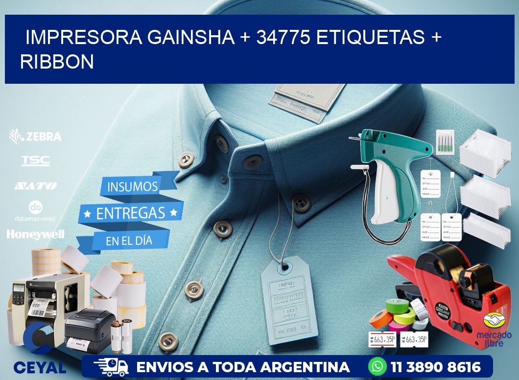 impresora gainsha + 34775 etiquetas + ribbon