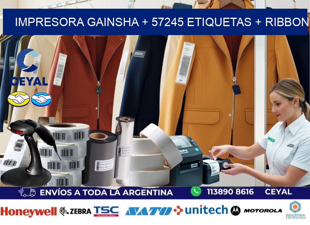 impresora gainsha + 57245 etiquetas + ribbon