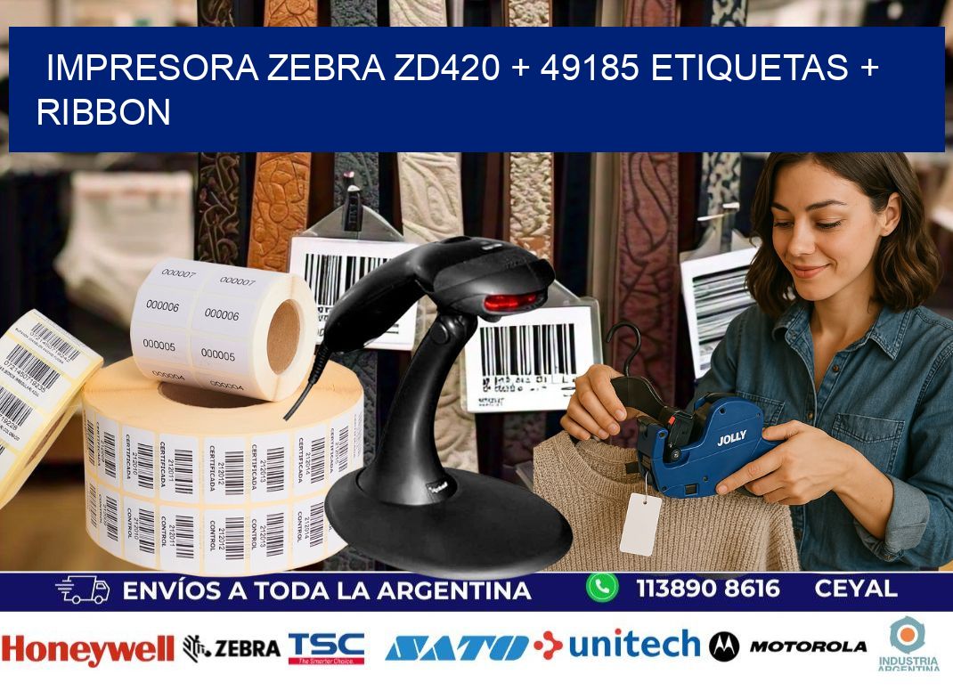 impresora zebra zd420 + 49185 etiquetas + ribbon