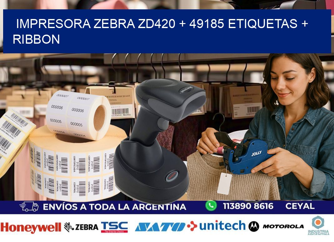impresora zebra zd420 + 49185 etiquetas + ribbon