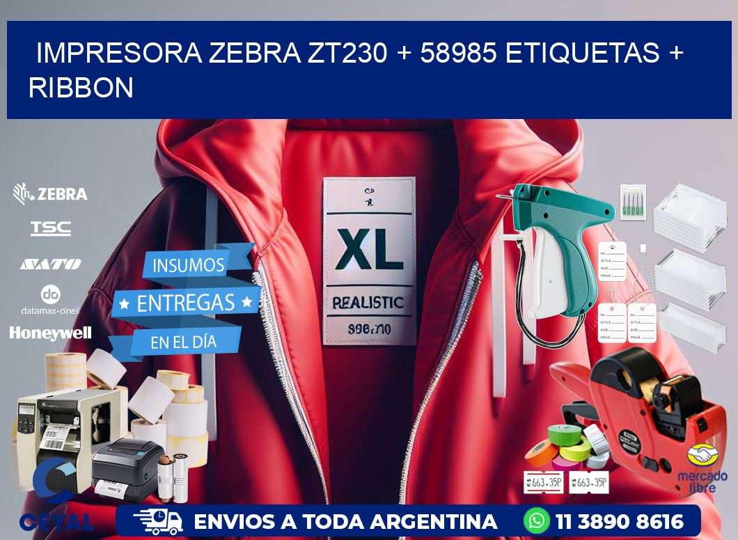 impresora zebra zt230 + 58985 etiquetas + ribbon
