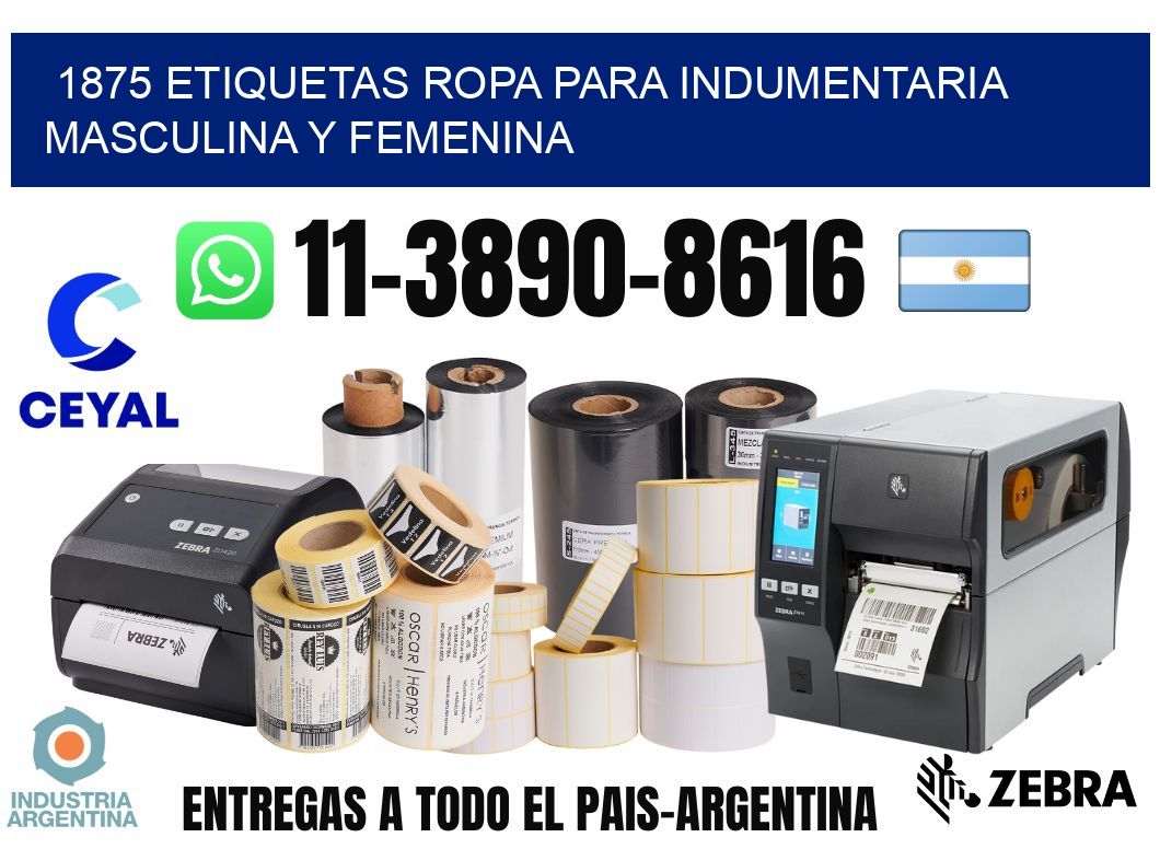 1875 Etiquetas ropa para indumentaria masculina y femenina
