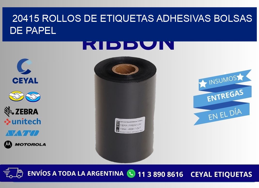 20415 rollos de etiquetas adhesivas bolsas de papel
