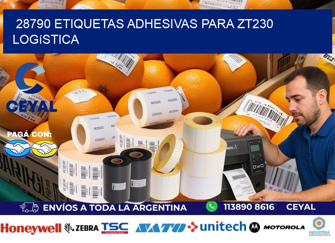 28790 etiquetas adhesivas para zt230 logística